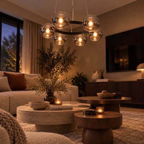 Suspension Circle noire ronde design moderne intérieur