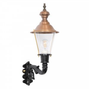 Éclairage extérieur campagnard - lampe extérieure classique KS Hoorn montante verte - ronde en cuivre koper