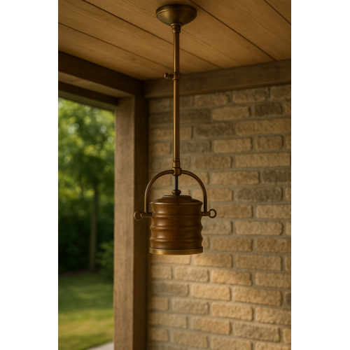 lampe en laiton couleur bois antique avec douille E27