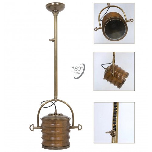 lampe en laiton couleur bois antique avec douille E27