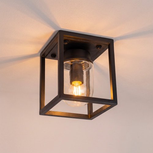 Lampe d'extérieur Ferryhill en laiton de forme carrée de couleur noire