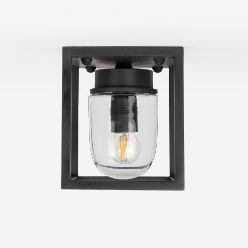 Lampe d'extérieur Ferryhill en laiton de forme carrée de couleur noire