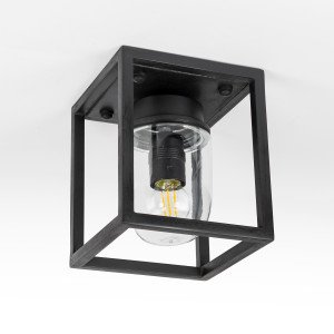Lampe d'extérieur Ferryhill en laiton de forme carrée de couleur noire