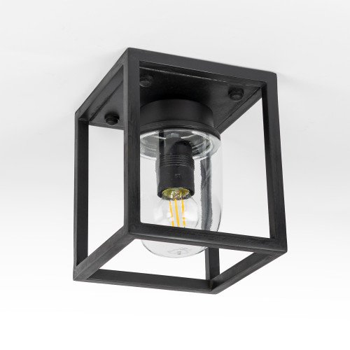 Lampe d'extérieur Ferryhill en laiton de forme carrée de couleur noire