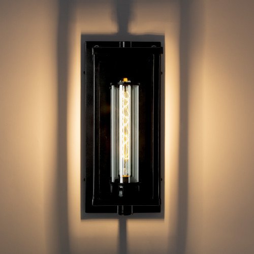 lampe d'extérieur en laiton en forme de lanterne avec finition noire brunie et verre véritable pour le mur