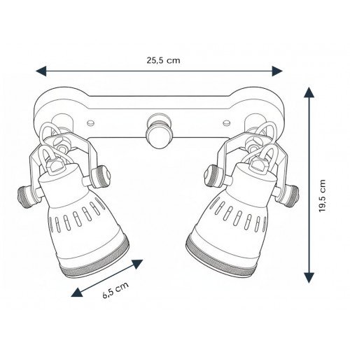Barre de 2 spots industriels Rialto Double (59802) Vintage | Nostalux.fr