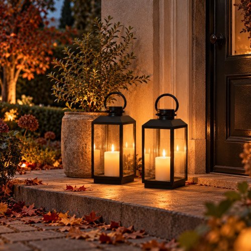 Lot de 2 Newport Photophore Lanterne Noir Small