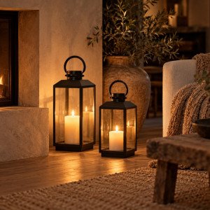 Lot de 2 Newport Photophore Lanterne Noir Medium-Large