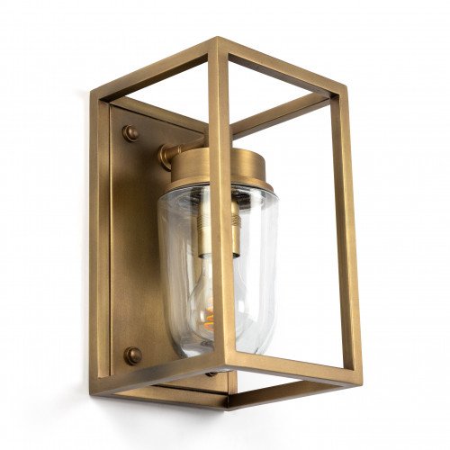 Applique mural Fitzroy, laiton antique, boîtier design classique, avec cloche en verre, culot E27, éclairage mural au look luxueux, exclusif 