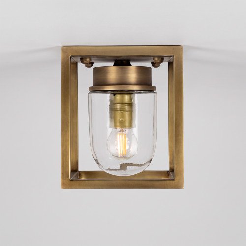 Lampe d'extérieur en laiton Ferryhill de forme carrée en couleur laiton