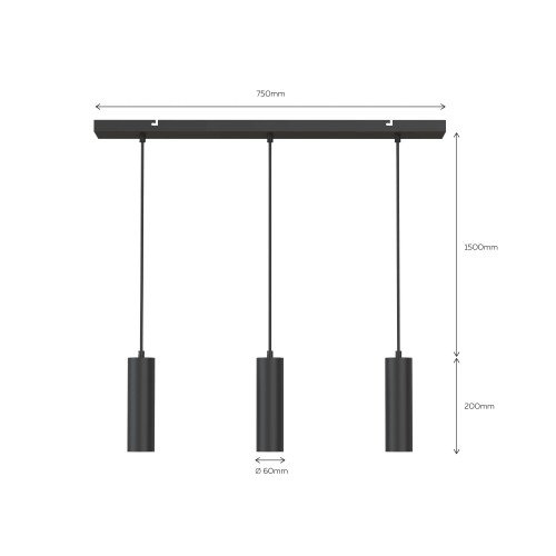 Calex Suspension 3 Lumières GU10 noire