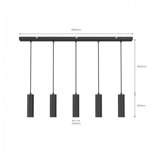 Suspension Calex Pendel 5 lumières GU10 noire