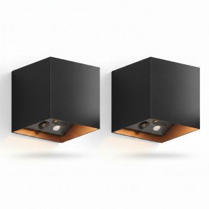 Applique murale Up & Down rechargeable noire avec détecteur de mouvement