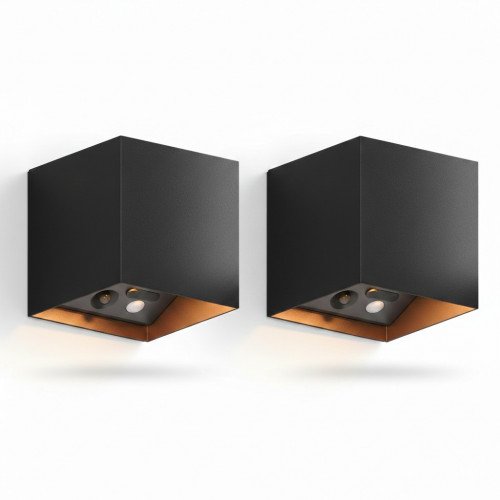 Applique murale Up & Down rechargeable noire avec détecteur de mouvement