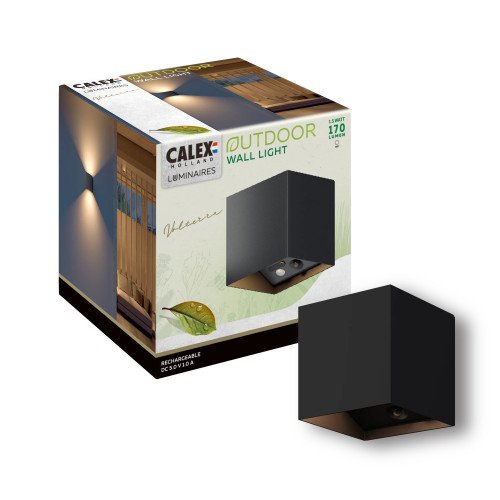 Applique murale Up and Down noire rechargeable avec détecteur de mouvement