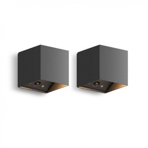 Applique murale Calex Falerna noire rechargeable avec capteur, 2 pieces
