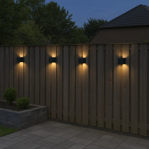 Applique murale Calex Falerna noire rechargeable avec capteur, 2 pieces