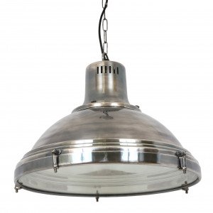 Lampe à suspension Agra (50457) argent vieilli style industriel | Nostalux.fr