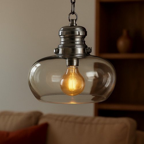 lampe en laiton couleur argent antique avec raccord E27