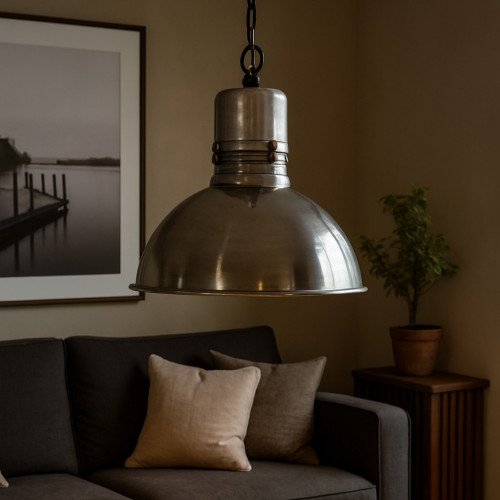 lampe en laiton couleur argent antique avec raccord E27