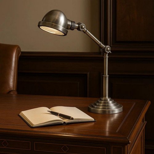 Lampe de bureau Nano (51074) argent vieilli | Nostalux.fr