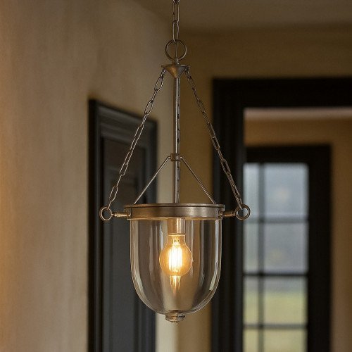 lampe en laiton couleur argent antique avec raccord E27