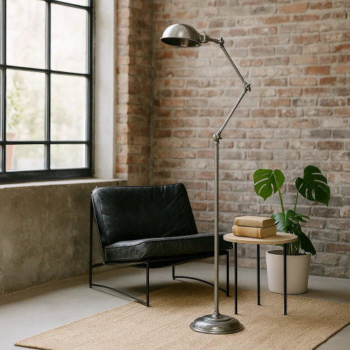 lampe en laiton couleur argent antique avec raccord E27