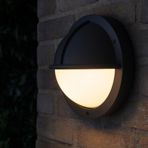 lampe murale ronde verre de lait anthracite moderne e27