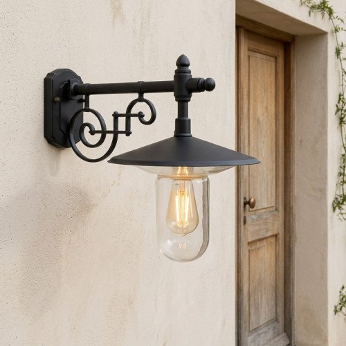 Lampe d'étalage noire support mural classique E27 aluminium