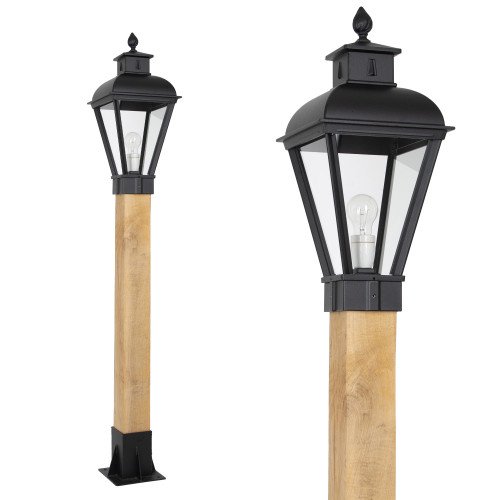 Lampe d'extérieur Vondel WOOD Lampadaire d'extérieur noir de style classique de forme carrée