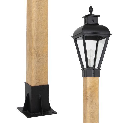 Lampe d'extérieur Vondel WOOD Lampadaire d'extérieur noir de style classique de forme carrée