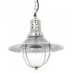 lampe en laiton de couleur argent antique avec un raccord E27 pour la source lumineuse.