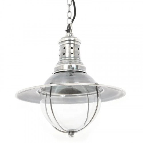 lampe en laiton de couleur argent antique avec un raccord E27 pour la source lumineuse.