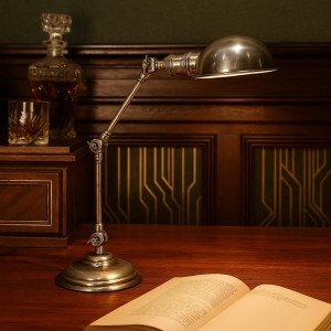 lampe en laiton couleur argent antique avec douille E14