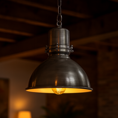 lampe en laiton couleur argent antique avec raccord E27