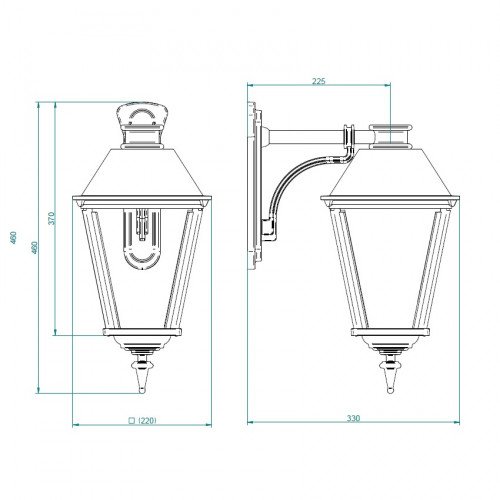 Halle alu - KS Lighting, 4 faces, carré, éclairage d'extérieur 