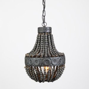 Éclairage intérieur Suspension Perle noire en bois et métal