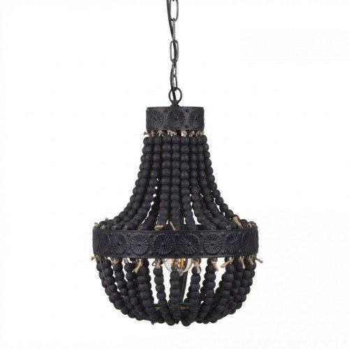 Éclairage intérieur Suspension Perle noire en bois et métal