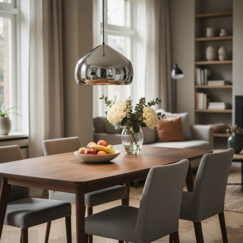 Suspension Alu Shiny Drop aluminium argenté Ø28 cm E27 moderne