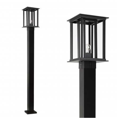 Éclairage de jardin Capital New York Lantern aux formes carrées élégantes et au look robuste de couleur noire