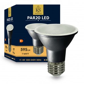 Source lumineuse PAR20 LED E27 spot rond noir