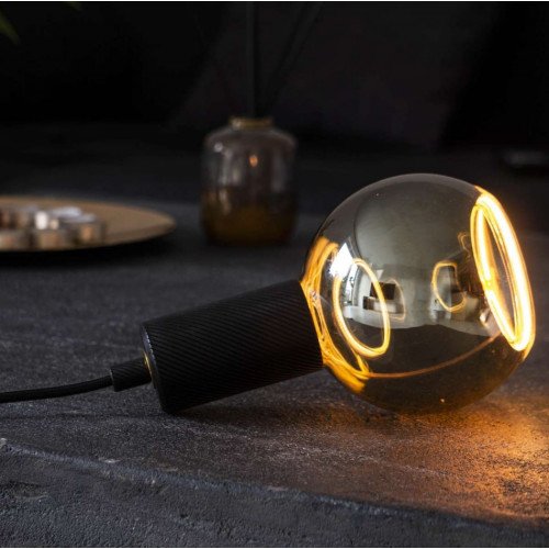 Lampe LED de décoration équipée en exclusivité d'un anneau LED sur la partie inférieure en couleur gris fumé