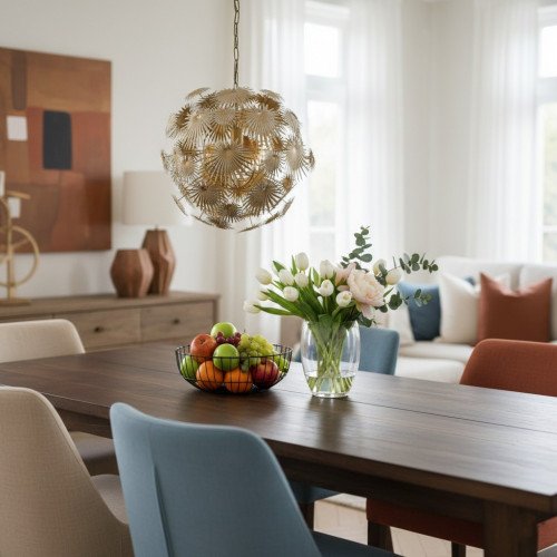 Suspension fleurs Bexley (701803) dorée de PTMD - sélection Industrial & Vintage  | Nostalux.fr