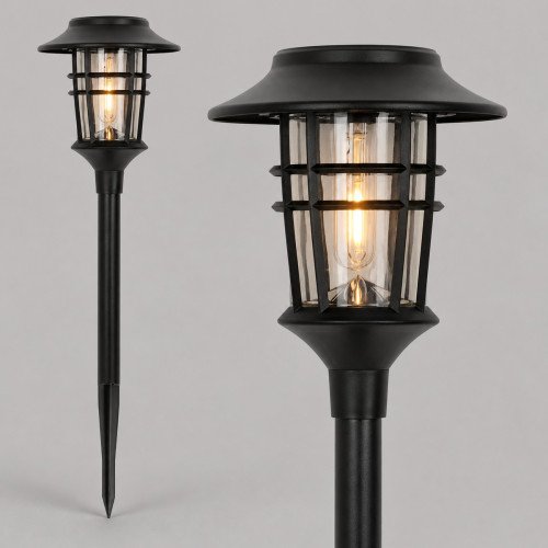 Torche noire sur l'énergie solaire, éclairage d'ambiance extérieur, LED solaire Black Del Sol, lampe d'extérieur solaire Nostalux
