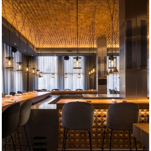 Suspension Benson bronze noir métal E27 85 cm design élancé