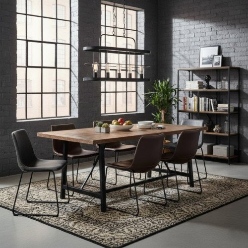 Suspension Benson 5 métal noir 5×E27 lampe industrielle