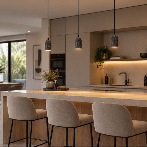 Lot de 3 Éclairage intérieur en marbre suspension Egg noire