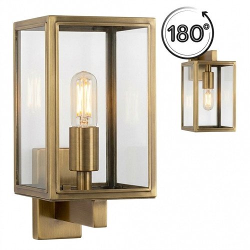 Lampe extérieure moderne en laiton avec vitrage clair, éclairage mural extérieur