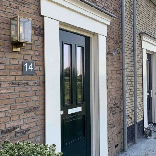 Lampe extérieure moderne en laiton avec vitrage clair, éclairage mural extérieur