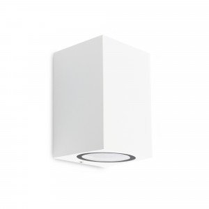 Éclairage de façade, spot mural Geo down blanc, moderne, spot mural carré, avec belle finition tendance blanche de la marque van KS Lighting 